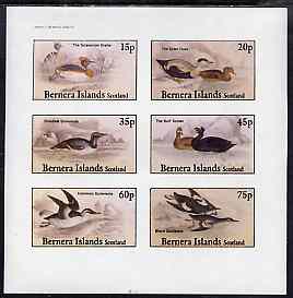 Bernera 1982 Water Birds (Guilemots, Grebes, etc) imperf set of 6 values (15p to 75p) unmounted mint, stamps on , stamps on  stamps on birds     grebe     guilemot