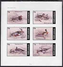 Staffa 1982 Ducks & Geese (Pochard,Shoveller, Sheildrake, etc) imperf set of 6 values (15p to 75p) unmounted mint, stamps on , stamps on  stamps on birds     pochard    ducks    garrot    shoveller     sheildrake     geese