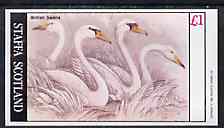 Staffa 1982 British Swans imperf  souvenir sheet (£1 value) unmounted mint, stamps on birds     swans
