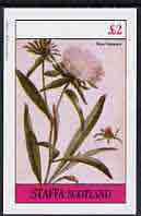 Staffa 1982 Flowers #18 (Blue Stokesia) imperf deluxe sheet (£2 value) unmounted mint, stamps on flowers