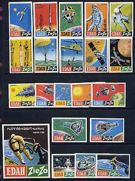 Match Box Labels - Conquering Space (Nos 1-20 plus dozen outer size label) mainly fine unused condition (Dutch), stamps on space
