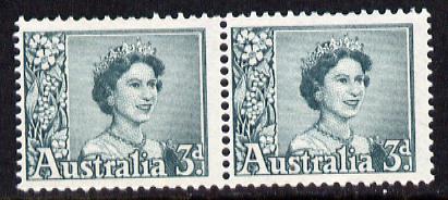 Australia 1959-63 Queen Elizabeth 3d coil pair unmounted mint, SG 311a, stamps on , stamps on  stamps on royalty  