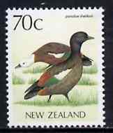 New Zealand 1988-95 Shelduck 70c from Native Birds def set unmounted mint, SG 1466*, stamps on birds     shelduck