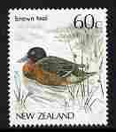 New Zealand 1982-89 Brown Teal 60c from Native Birds def set unmounted mint, SG 1291*, stamps on birds, stamps on ducks, stamps on teal