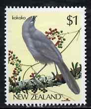 New Zealand 1982-89 Kokako $1 from Native Birds def set unmounted mint, SG 1292*, stamps on , stamps on  stamps on birds     kokako