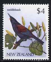 New Zealand 1982-89 Saddleback $4 from Native Birds def set unmounted mint, SG 1295*, stamps on birds, stamps on saddleback