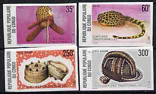 Congo 1977 Traditional Headdresses imperf set of 4 unmounted mint, SG 560-63, Mi 580-73, stamps on headdresses, stamps on fashion, stamps on hats