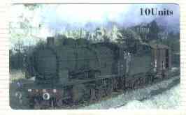 Telephone Card - CTA Railways 10 Units phone card #08 showing 4-6-0 Freight Loco (Collectable Telecards of America), stamps on railways