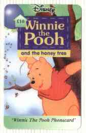 Telephone Card - Winnie the Pooh 10 'phone card #04 showing Pooh standing by Tree with Bees, stamps on bears, stamps on honey, stamps on bees, stamps on children, stamps on insects, stamps on literature
