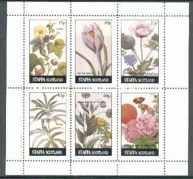 Staffa 1982 Flowers #23 (Cotton, Crocus, Hemp, etc) perf set of 6 values (15p to 75p) unmounted mint, stamps on , stamps on  stamps on flowers     textiles    drugs