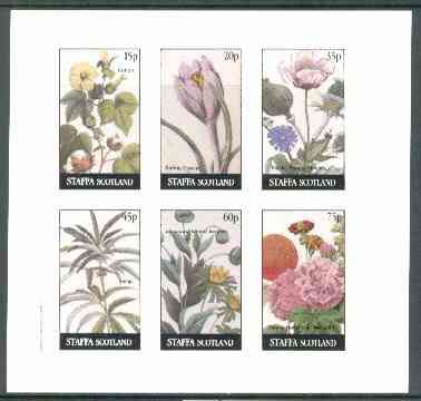 Staffa 1982 Flowers #23 (Cotton, Crocus, Hemp, etc) imperf set of 6 values (15p to 75p) unmounted mint, stamps on , stamps on  stamps on flowers     textiles    drugs