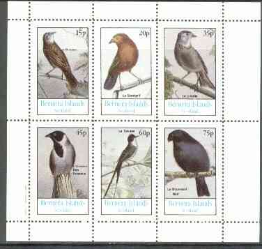 Bernera 1982 Birds #16 (Names in French #01) perf  set of 6 values (15p & 75p) unmounted mint, stamps on , stamps on  stamps on birds