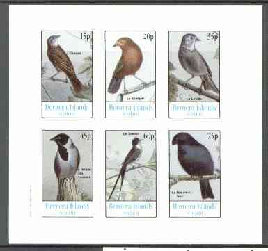 Bernera 1982 Birds #16 (Names in French #01) imperf  set of 6 values (15p & 75p) unmounted mint , stamps on , stamps on  stamps on birds