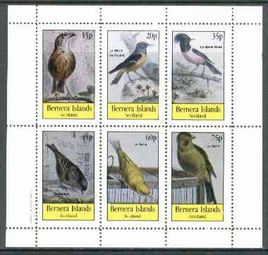 Bernera 1982 Birds #17 (Names in French #02) perf  set of 6 values (15p & 75p) unmounted mint, stamps on birds