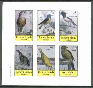 Bernera 1982 Birds #17 (Names in French #02) imperf  set of 6 values (15p & 75p) unmounted mint , stamps on birds