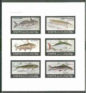 Staffa 1982 Fish #05 imperf set of 6 values (15p to 75p) unmounted mint, stamps on fish     marine-life