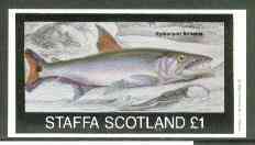 Staffa 1982 Fish #05 (Hydrocyon armatus) imperf  souvenir sheet (£1 value) unmounted mint, stamps on fish     marine-life