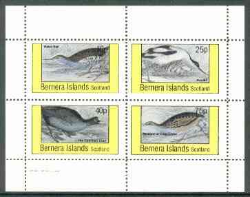 Bernera 1982 Birds #33 (Rail, Avoset, Coot & Corn Crake) perf set of 4 values (10p to 75p) unmounted mint, stamps on birds