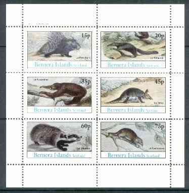 Bernera 1982 Animals (Badger, Porcupine etc) perf set of 6 (15p to 75p) unmounted mint, stamps on , stamps on  stamps on animals    badger     porcupine