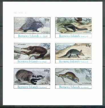 Bernera 1982 Animals (Badger, Porcupine etc) imperf set of 6 (15p to 75p) unmounted mint, stamps on , stamps on  stamps on animals    badger     porcupine