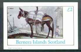 Bernera 1982 The Mule imperf deluxe sheet (£2 value) unmounted mint, stamps on animals    mule