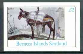 Bernera 1982 The Mule imperf deluxe sheet (Â£2 value) unmounted mint, stamps on , stamps on  stamps on animals    mule