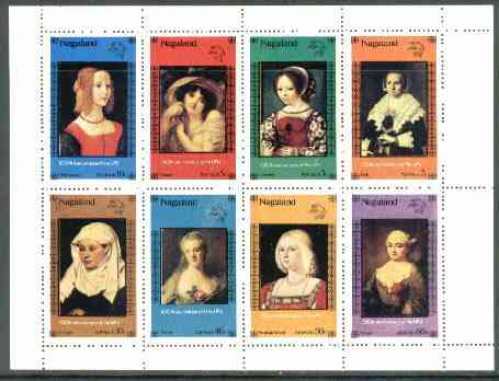 Nagaland 1974 Paintings of Women - UPU Centenary perf set of 8 values unmounted mint, stamps on upu, stamps on arts, stamps on women, stamps on  upu , stamps on 