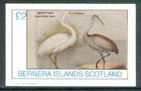 Bernera 1982 Birds #39 (Crane & White Heron) imperf deluxe sheet (Â£2 value) unmounted mint, stamps on birds