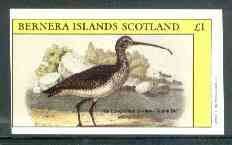 Bernera 1982 Birds #40 (Curlew) imperf souvenir sheet (£1 value) unmounted mint, stamps on birds     