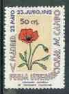 Cinderella - Spain 1962 50c perforated label for Madrid International Stamp Exhibition featuring Poppy unmounted mint*, stamps on cinderellas, stamps on stamp exhibitions, stamps on flowers