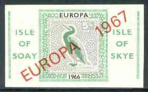 Isle of Soay 1967 Europa overprinted on 1966 Europa (Cormorant) 5s value, imperf on ungummed paper, stamps on , stamps on  stamps on birds, stamps on europa, stamps on cormorant