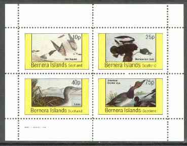 Bernera 1982 Ducks (Old Sqaw, Loon, etc) perf sheetlet containing set of 4 unmounted mint, stamps on , stamps on  stamps on birds     ducks