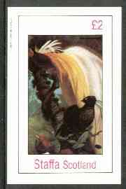 Staffa 1982 Birds #81 (Bird of Paradise) imperf deluxe sheet (£2 value) unmounted mint, stamps on birds, stamps on birds of paradise