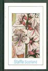 Staffa 1982 Flowers #24 (Amygdalus) imperf deluxe sheet (£2 value) unmounted mint, stamps on flowers    