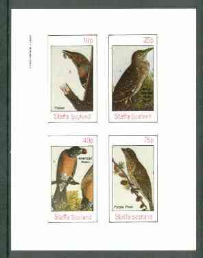 Staffa 1982 Birds #58 (Heron, Robin, etc) imperf set of 4 values (10p to 75p) unmounted mint, stamps on birds