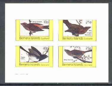 Bernera 1982 Birds #24 (Sparrows, Blackbird & Finch) imperf  set of 4 values (10p to 75p) unmounted mint , stamps on birds   