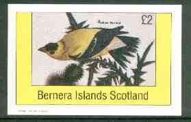 Bernera 1982 Yellow Warbler imperf deluxe sheet (£2 value) unmounted mint, stamps on birds   