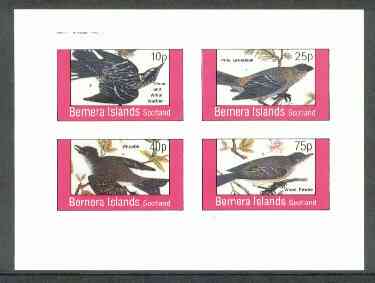 Bernera 1982 Birds #25 (Warbler, Phoebe, etc) imperf  set of 4 values (10p to 75p) unmounted mint , stamps on birds