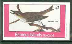Bernera 1982 Red-Eyed Vireo imperf souvenir sheet (£1 value) unmounted mint, stamps on birds   