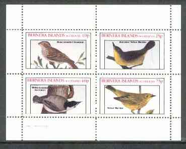 Bernera 1982 Birds #27 (Grosbeak, Warblers, etc) perf  set of 4 values (10p to 75p) unmounted mint, stamps on , stamps on  stamps on birds   