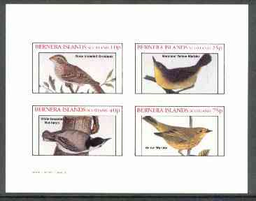 Bernera 1982 Birds #27 (Grosbeak, Warblers, etc) imperf  set of 4 values (10p to 75p) unmounted mint , stamps on birds