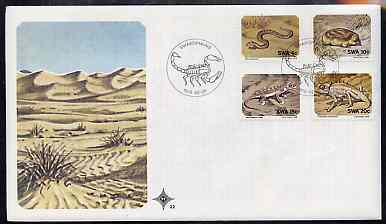 South West Africa 1978 Small Animals set of 4 on unaddressed illustrated cover with special 'Scorpion' first day cancel, SG 311-14, stamps on , stamps on  stamps on animals, stamps on  stamps on reptiles, stamps on  stamps on snakes, stamps on  stamps on moles, stamps on  stamps on snake, stamps on  stamps on snakes, stamps on  stamps on 