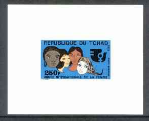 Chad 1975 International Women\D5s Year 250f imperf proof in issued colours on glazed card, as SG 415, stamps on women