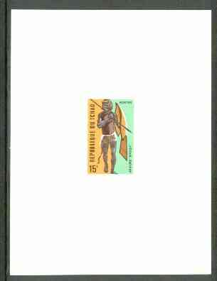 Chad 1972 Chad Warriors 15f (Massa Warrier) die proof in issued colours on art paper unmounted mint, stamps on culture
