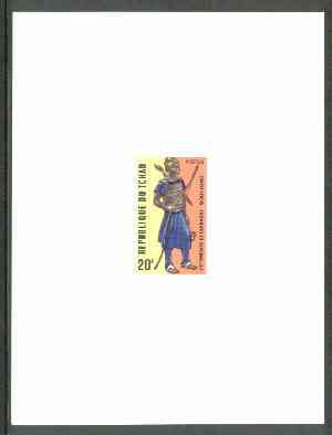 Chad 1972 Chad Warriors 20f (Moudang Archer) die proof in issued colours on art paper unmounted mint, stamps on culture