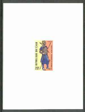 Chad 1972 Chad Warriors 20f (Moudang Archer) die proof in issued colours on art paper unmounted mint, stamps on culture