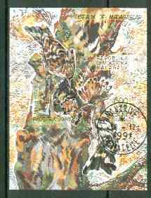 Malagasy Republic 1991 Birds imperf m/sheet (Woodpeckers) fine cto used, stamps on , stamps on  stamps on birds     woodpecker