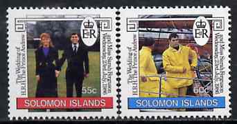 Solomon Islands 1986 Royal Wedding set of 2 unmounted mint, SG 568-69, stamps on , stamps on  stamps on royalty       andrew & fergie