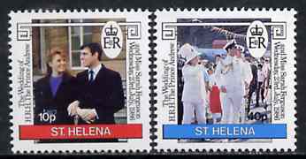 St Helena 1986 Royal Wedding set of 2 unmounted mint, SG 486-87, stamps on royalty       andrew & fergie