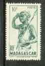 Madagascar 1946 Native with Spear 10c green (slightly disturbed gum) SG 296*, stamps on , stamps on  stamps on cultures      militaria